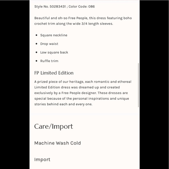 Free People  *Limited Edition* Gemma’s  Dress Lace NEW - Picture 8 of 8